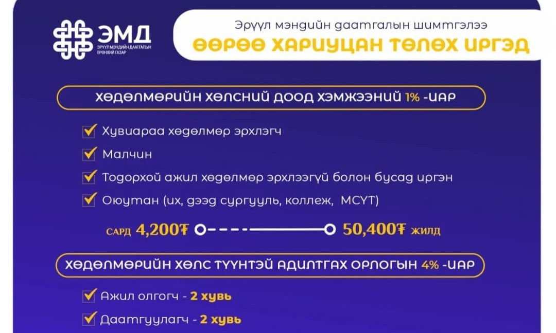 Эрүүл мэндийн даатгалын шимтгэлээ өөрөө хариуцан төлөх даатгуулагчид хэн багтах вэ